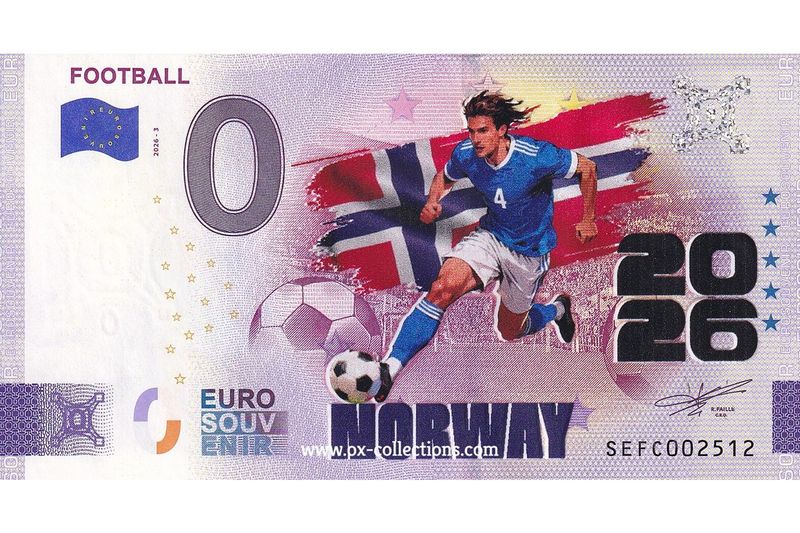 IT - Football 2026-3 Norway COLOR Zero Euro Note Football Norway COLOR 2026-3-NO souvenir