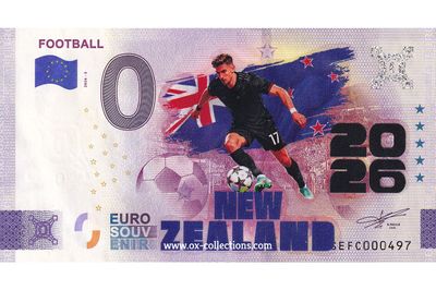 Zero Euro Note Football New Zealand COLOR 2026-3-NZ souvenir