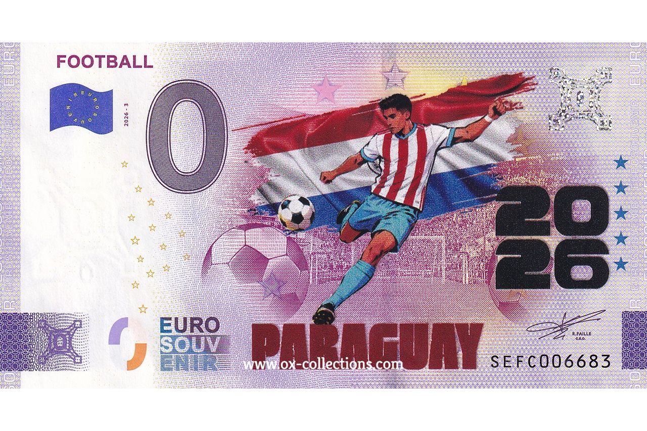 IT - Football 2026-3 Paraguay COULEUR Billet 0 euro Football Paraguay COULEUR 2026-3-PY souvenir