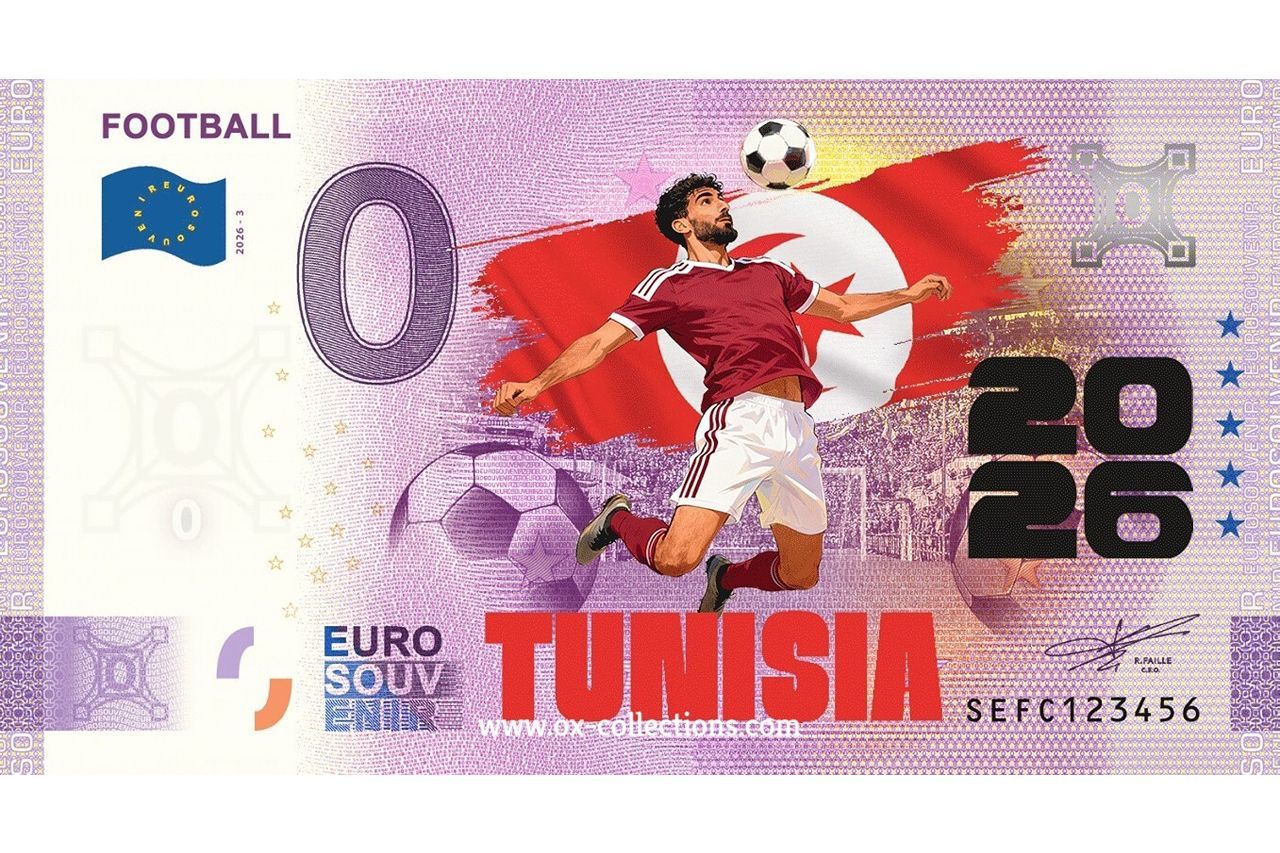 0 Euro-Schein Football Tunisia COLOR 2026-3-TN Souvenir
