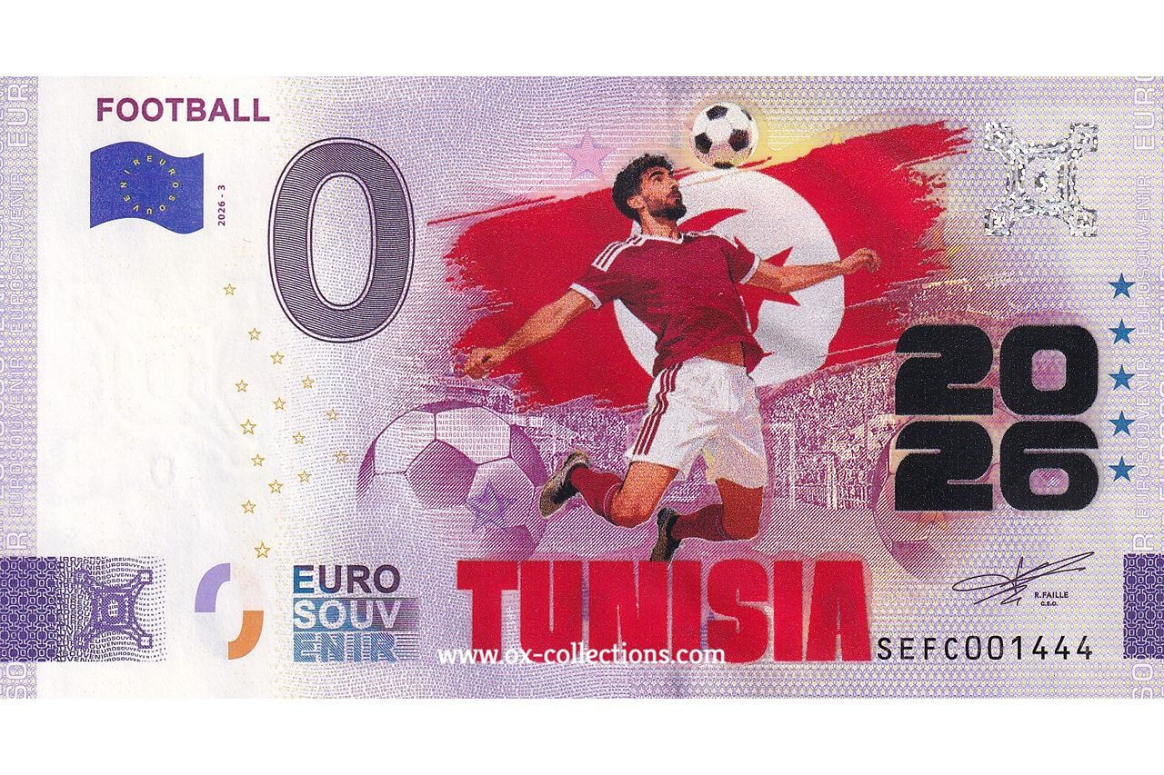 0-Euro-Schein Football Tunisia COLOR 2026-3-TN Souvenir