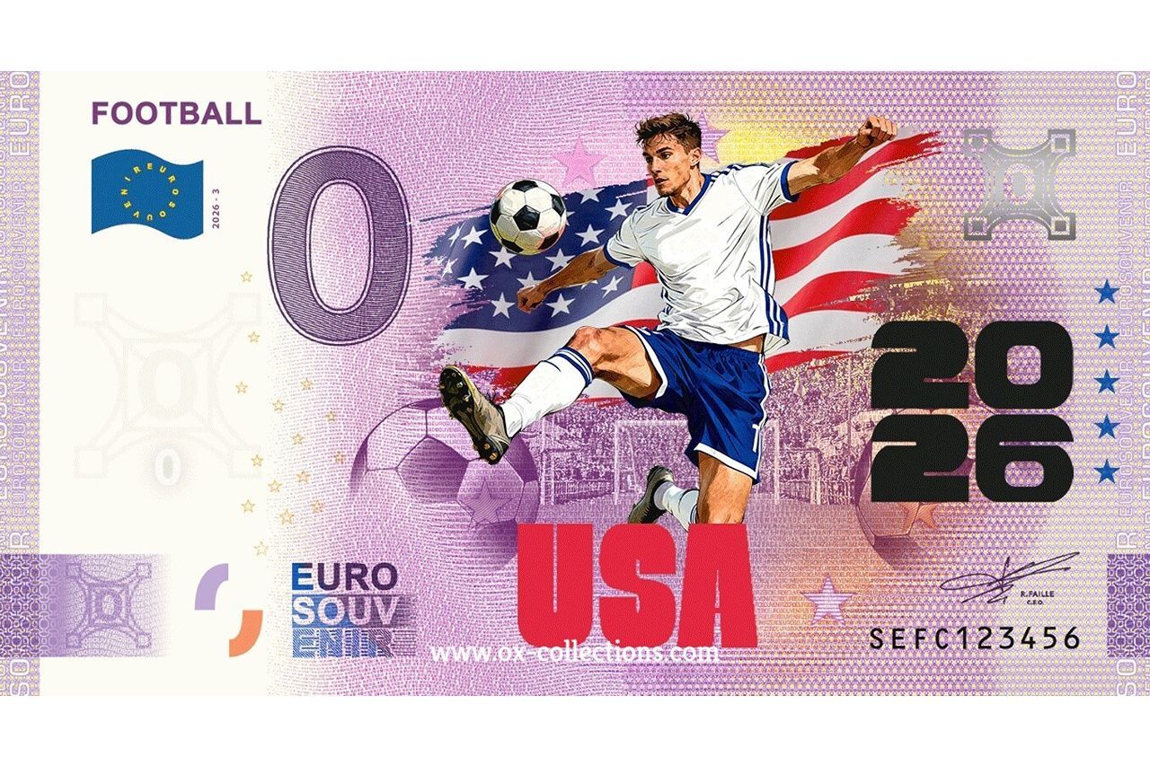 0 Euro-Schein Football USA COLOR 2026-3-US Souvenir