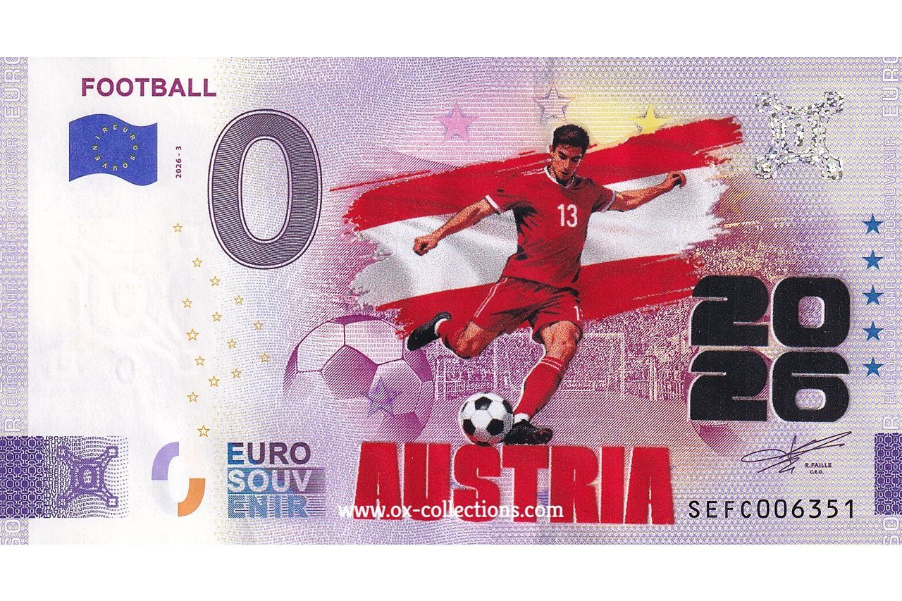 IT - Football 2026-3 Austria COLOR 0-Euro-Schein Football Austria COLOR 2026-3-AT Souvenir
