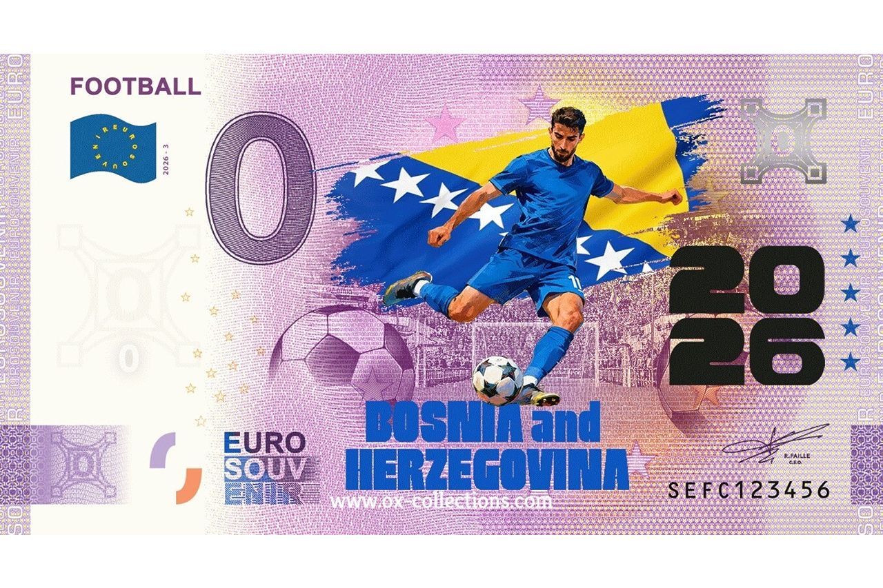 0 Euro-Schein Football Bosnia and Herzegovina COLOR 2026-3-BA Souvenir