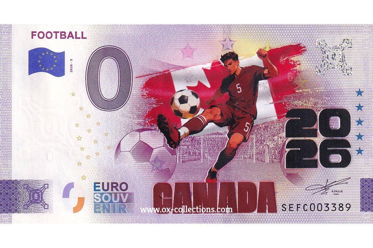 0-Euro-Schein Football Canada COLOR 2026-3-CA Souvenir
