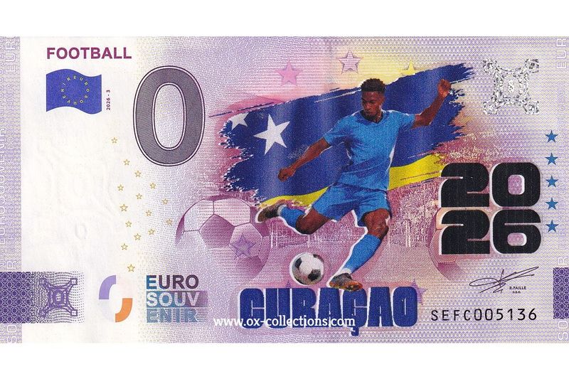 IT - Football 2026-3 Curacao COLOR Zero Euro Note Football Curacao COLOR 2026-3-CW souvenir