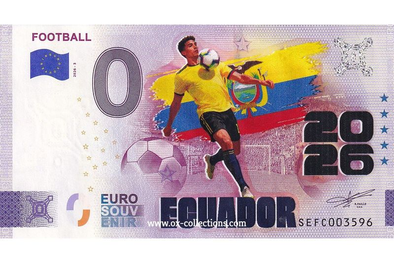 IT - Football 2026-3 Ecuador COLOR Zero Euro Note Football Ecuador COLOR 2026-3-EC souvenir