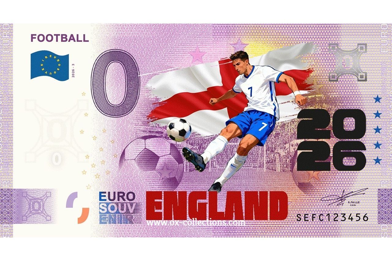 0 Euro-Schein Football England COLOR 2026-3-EN Souvenir
