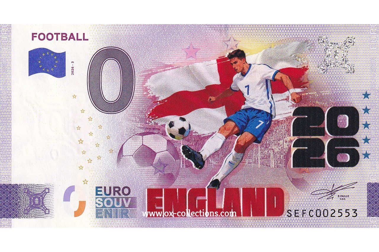 IT - Football 2026-3 England COLOR 0-Euro-Schein Football England COLOR 2026-3-EN Souvenir