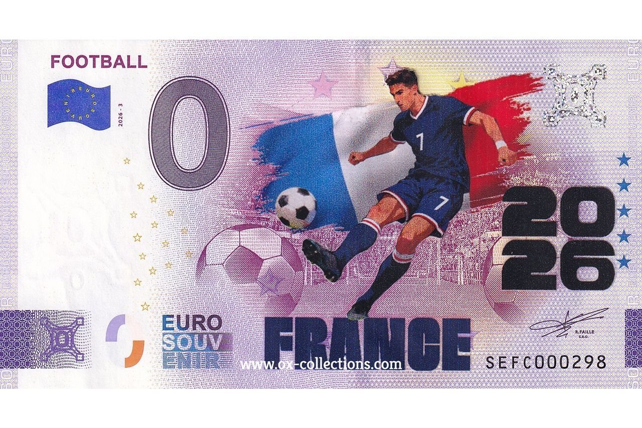 IT - Football 2026-3 France COLOR 0-Euro-Schein Football France COLOR 2026-3-FR Souvenir