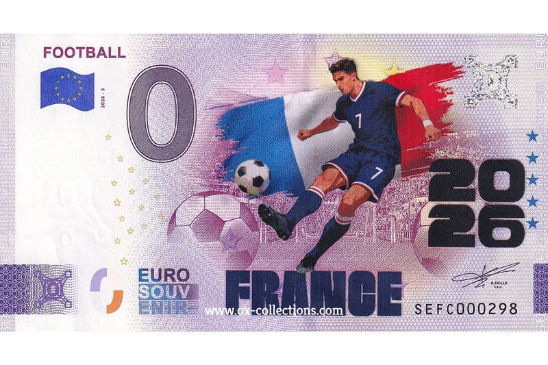 IT - Football 2026-3 France COLOR Zero Euro Note Football France COLOR 2026-3-FR souvenir