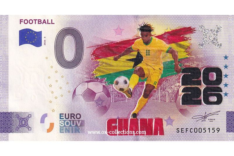 IT - Football 2026-3 Ghana COLOR Zero Euro Note Football Ghana COLOR 2026-3-GH souvenir