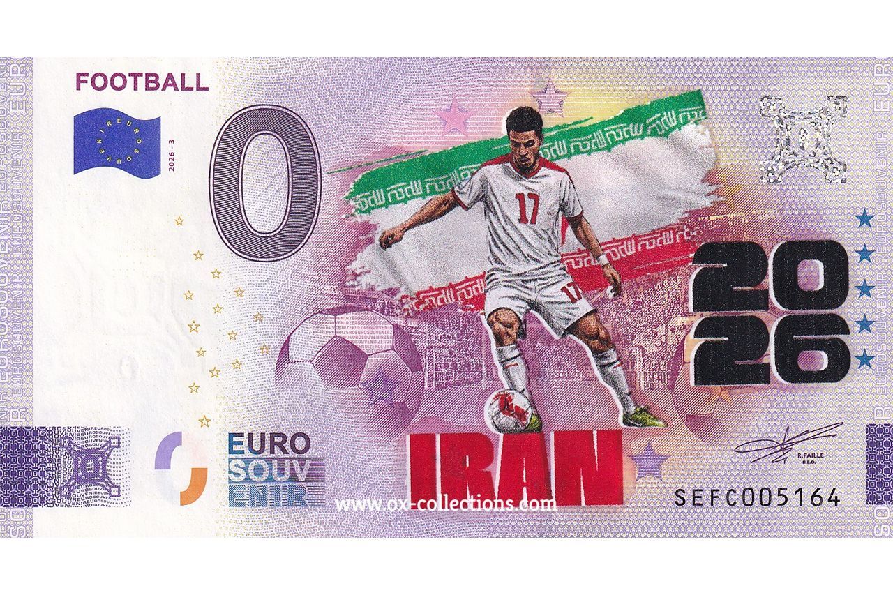 0-Euro-Schein Football Iran COLOR 2026-3-IR Souvenir