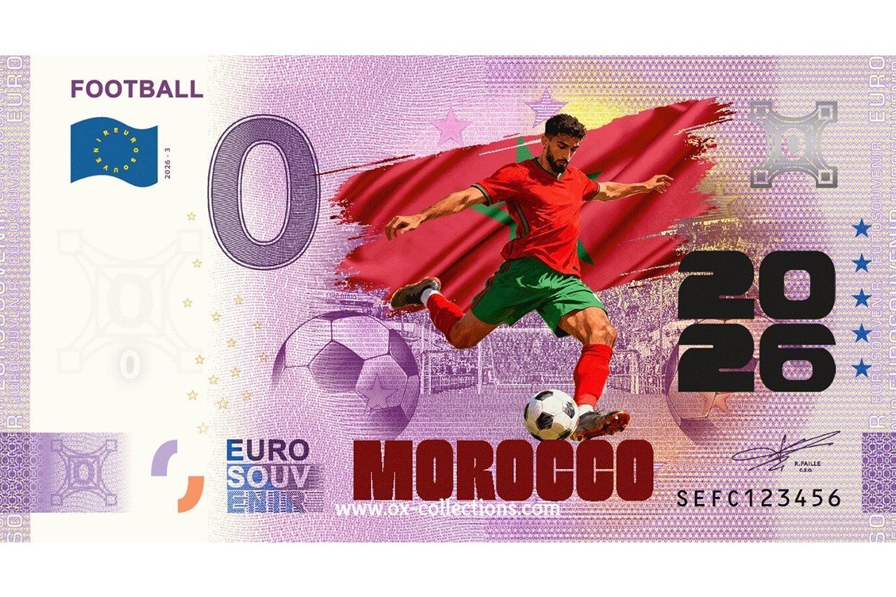 0 Euro-Schein Football Morocco COLOR 2026-3-MA Souvenir