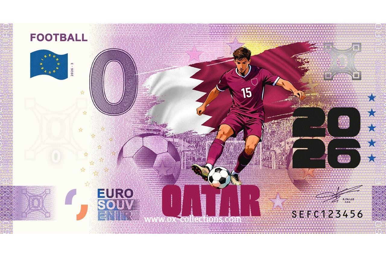 0 Euro-Schein Football Qatar COLOR 2026-3-QA Souvenir