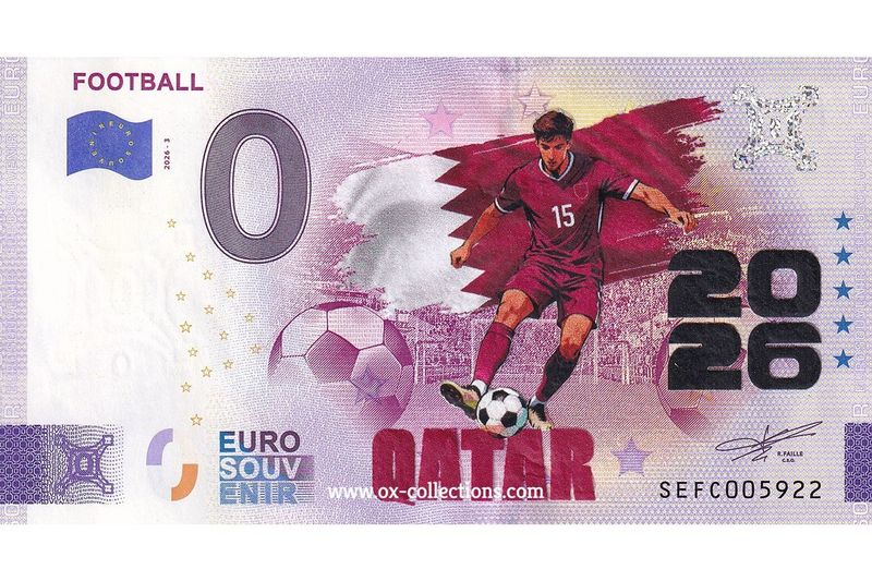 IT - Football 2026-3 Qatar COLOR Zero Euro Note Football Qatar COLOR 2026-3-QA souvenir