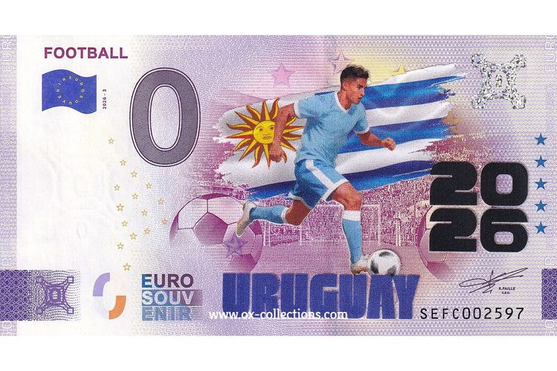 IT - Football 2026-3 Uruguay COLOR Zero Euro Note Football Uruguay COLOR 2026-3-UY souvenir