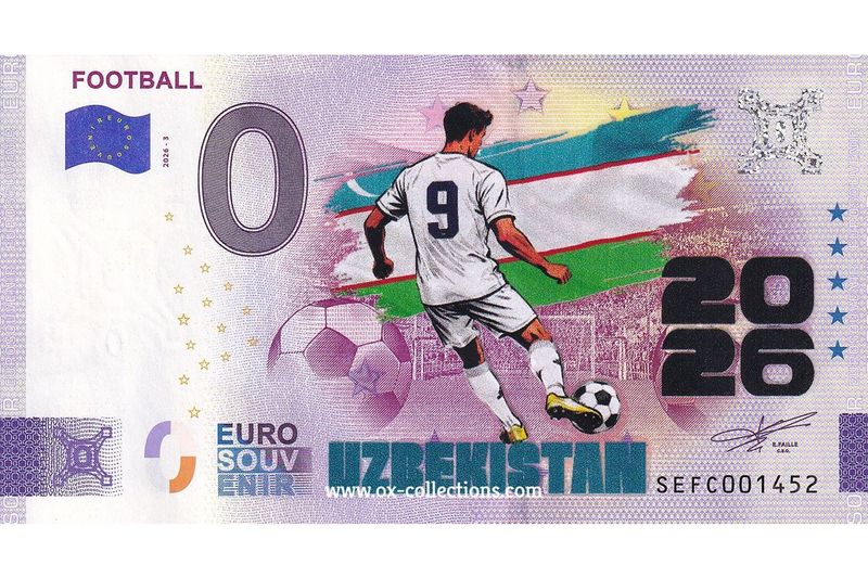 IT - Football 2026-3 Uzbekistan COLOR Zero Euro Note Football Uzbekistan COLOR 2026-3-UZ souvenir