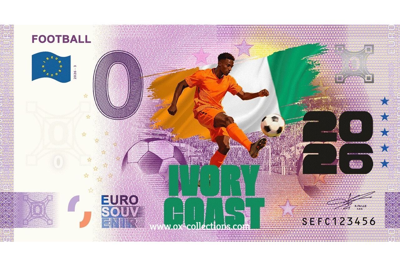 0 Euro-Schein Football Ivory Coast COLOR 2026-3-CI Souvenir
