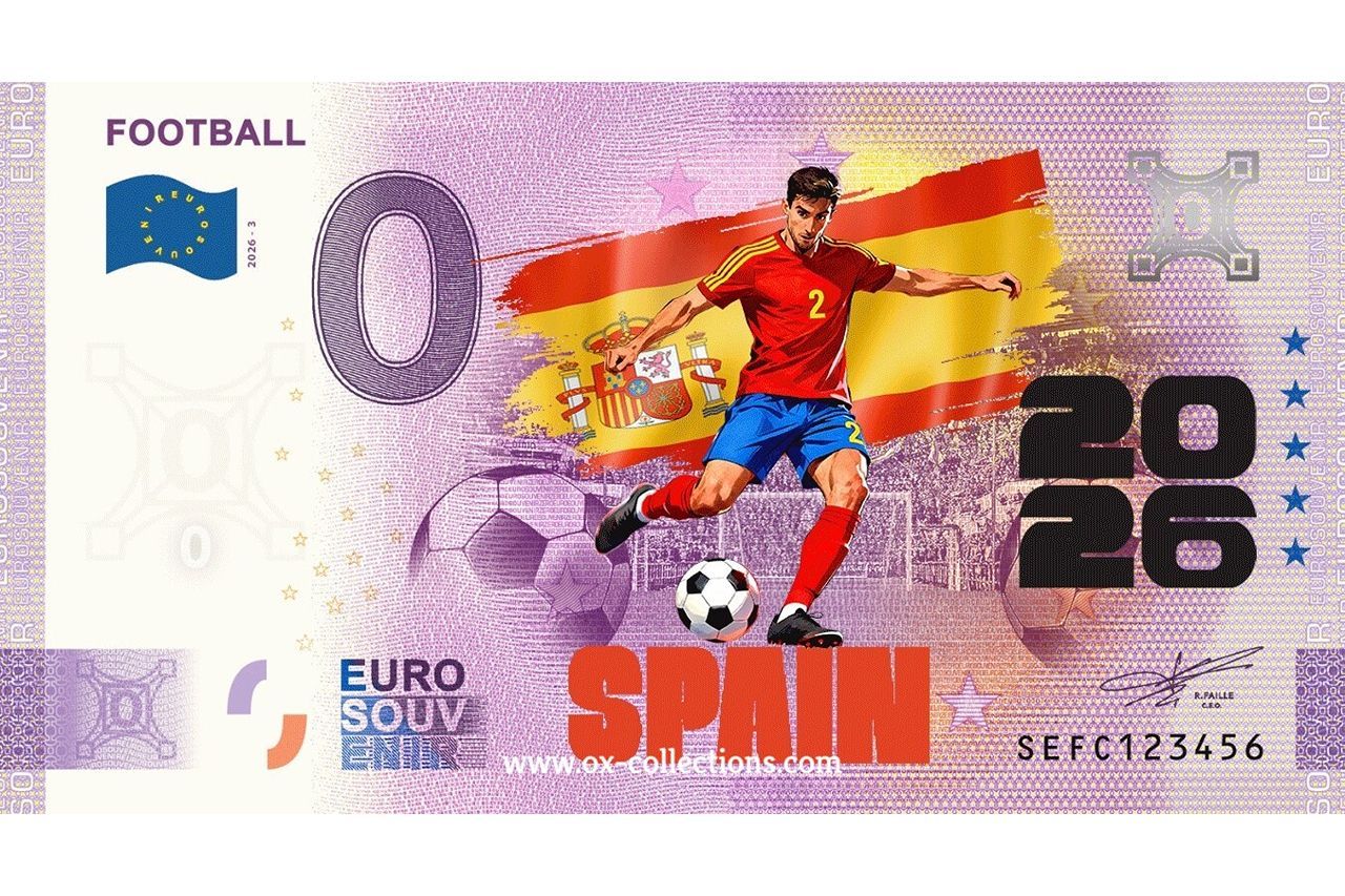 0 Euro-Schein Football Spain COLOR 2026-3-ES Souvenir