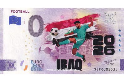 0-Euro-Schein Football Iraq COLOR 2026-3-IQ Souvenir