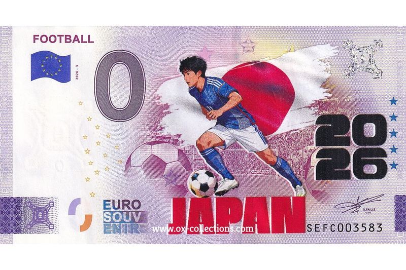 IT - Football 2026-3 Japan COLOR Zero Euro Note Football Japan COLOR 2026-3-JP souvenir
