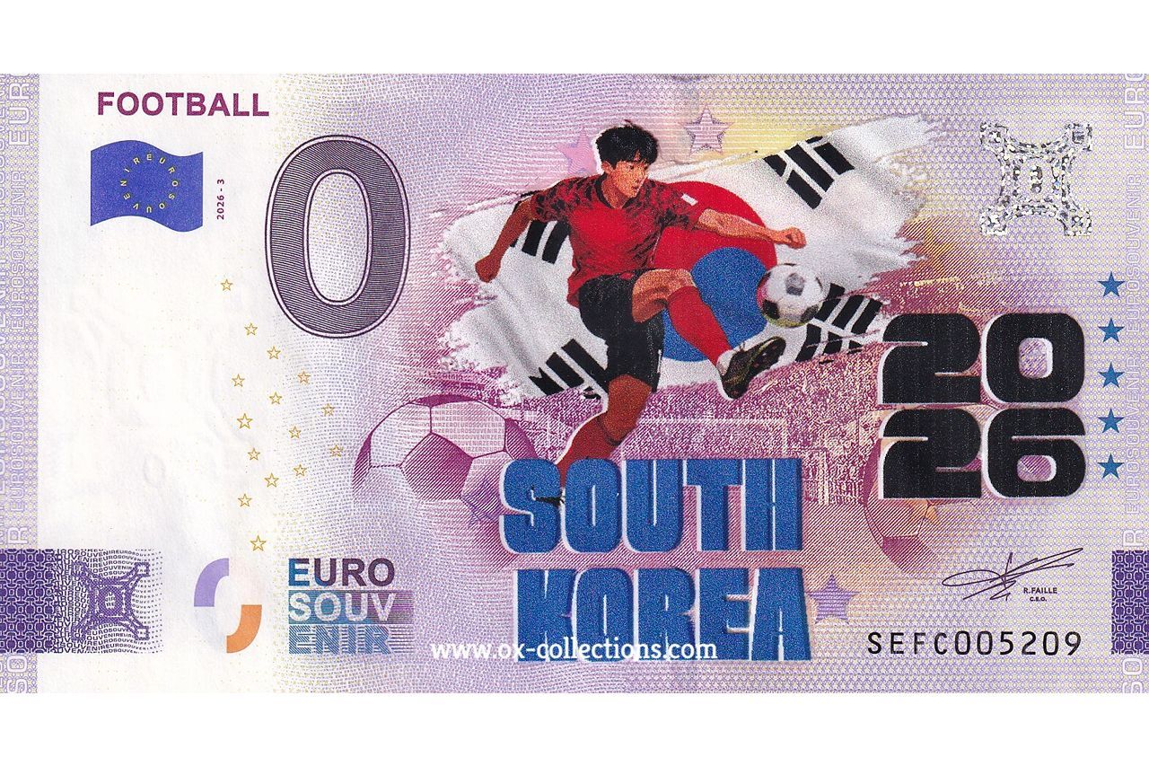 IT - Football 2026-3 South Korea COLOR 0-Euro-Schein Football South Korea COLOR 2026-3-KR Souvenir