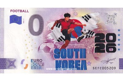 IT - Football 2026-3 South Korea COLOR 0-Euro-Schein Football South Korea COLOR 2026-3-KR Souvenir