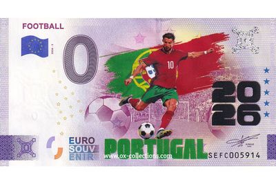 IT - Football 2026-3 Portugal COULEUR Billet 0 euro Football Portugal COULEUR 2026-3-PT souvenir