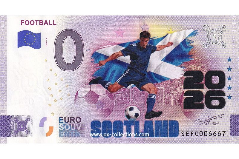 IT - Football 2026-3 Scotland COLOR Zero Euro Note Football Scotland COLOR 2026-3-SC souvenir