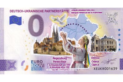 0-Euro-Schein Regensburg-Odessa COLOR 2025-1 Souvenir