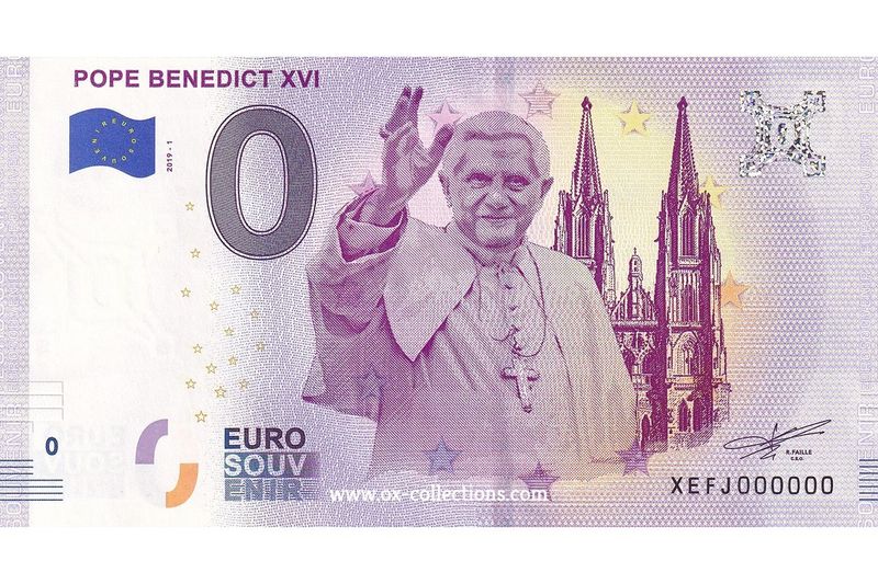 DE - Pope Benedict XVI - 2019-01 PROTOTYPE Zero Euro Note Pope Benedict XVI PROTOTYPE 2019-1 souvenir