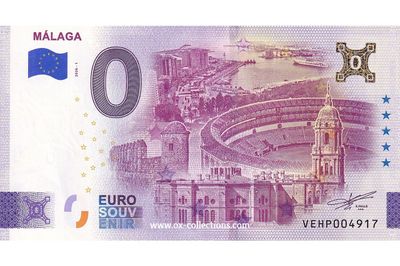 Zero Euro Note Málaga 2026-1 Gold souvenir