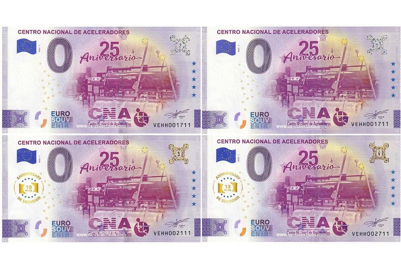 Billet 0 euro Centro Nacional de Aceleradores ERREUR 2025-1 Set souvenir