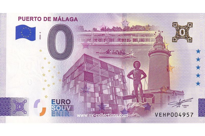 ES - Puerto de Málaga - 2026-02 0-Euro-Schein Puerto de Málaga 2026-2 Gold Souvenir