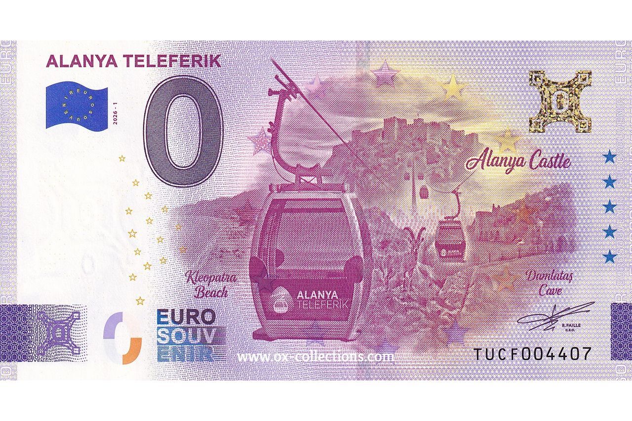 TR - Alanya Teleferik - 2026-01 Zero Euro Note Alanya Teleferik 2026-1 Gold souvenir