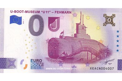 Zero Euro Note U-Boot-Museum Fehmarn 2026-1 Gold souvenir