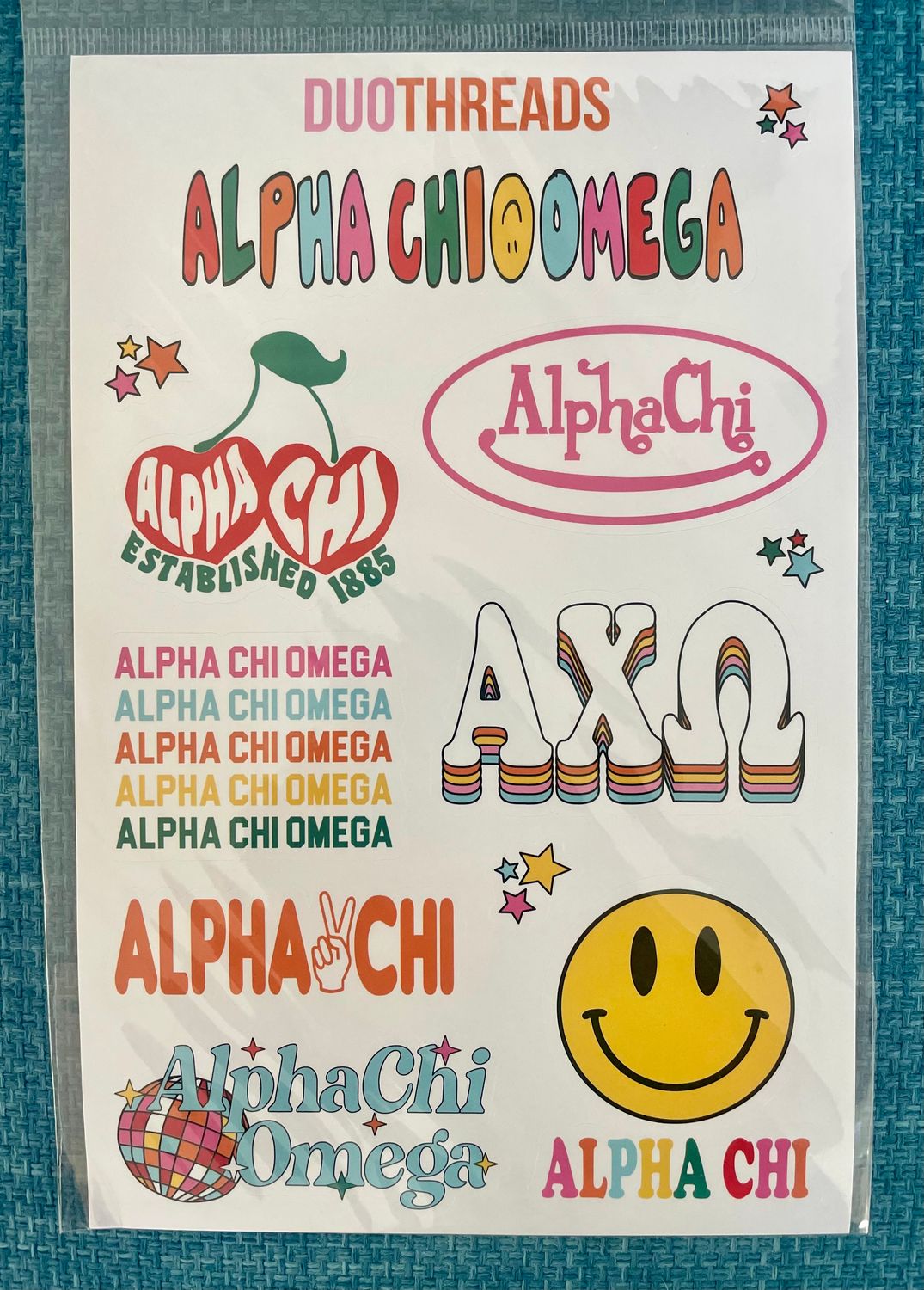 ALPHA CHI OMEGA STICKER SHEET - BOX ADD-ON ONLY