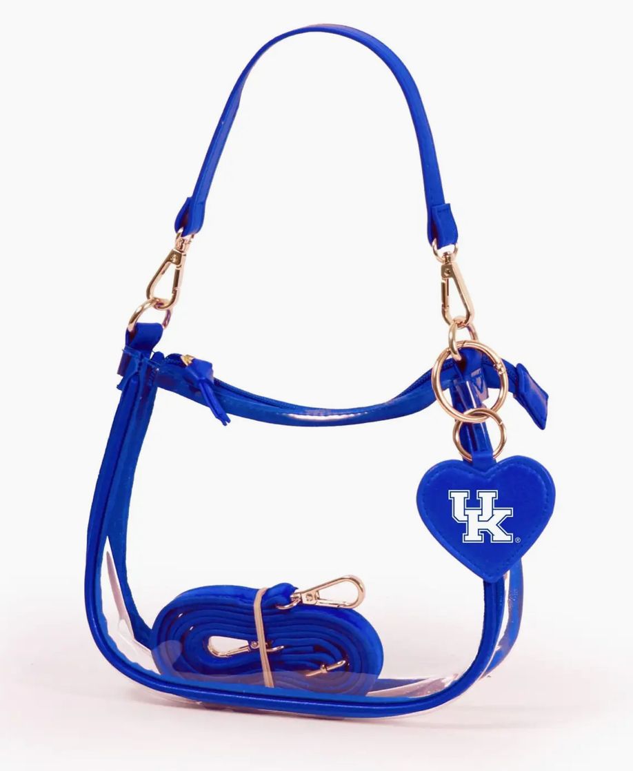 KENTUCKY WILDCATS CLEAR CLARA PURSE WITH HEART CHARM (BOX ADD-ON ONLY)