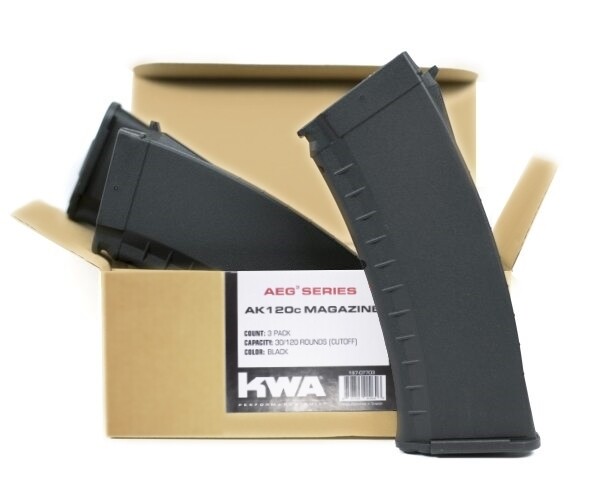 KWA AKR AEG 3 AK120c (30/120) Mid-Cap Magazine 3-Pack: Black