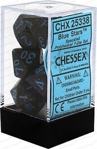 D7- Die Set Speckled Polyhedral Blue Stars