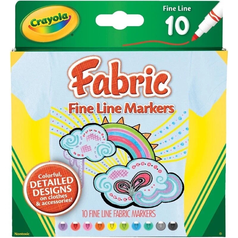 Crayola Fabric Fine Line Markers 10pk
