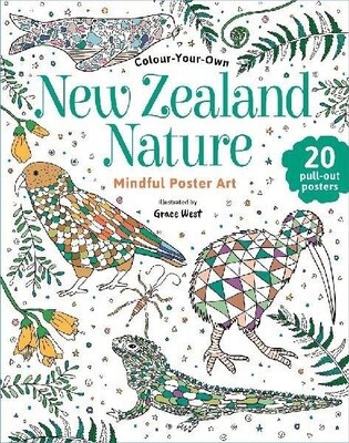 New Zealand Nature Mindful Poster Art Colouring Book