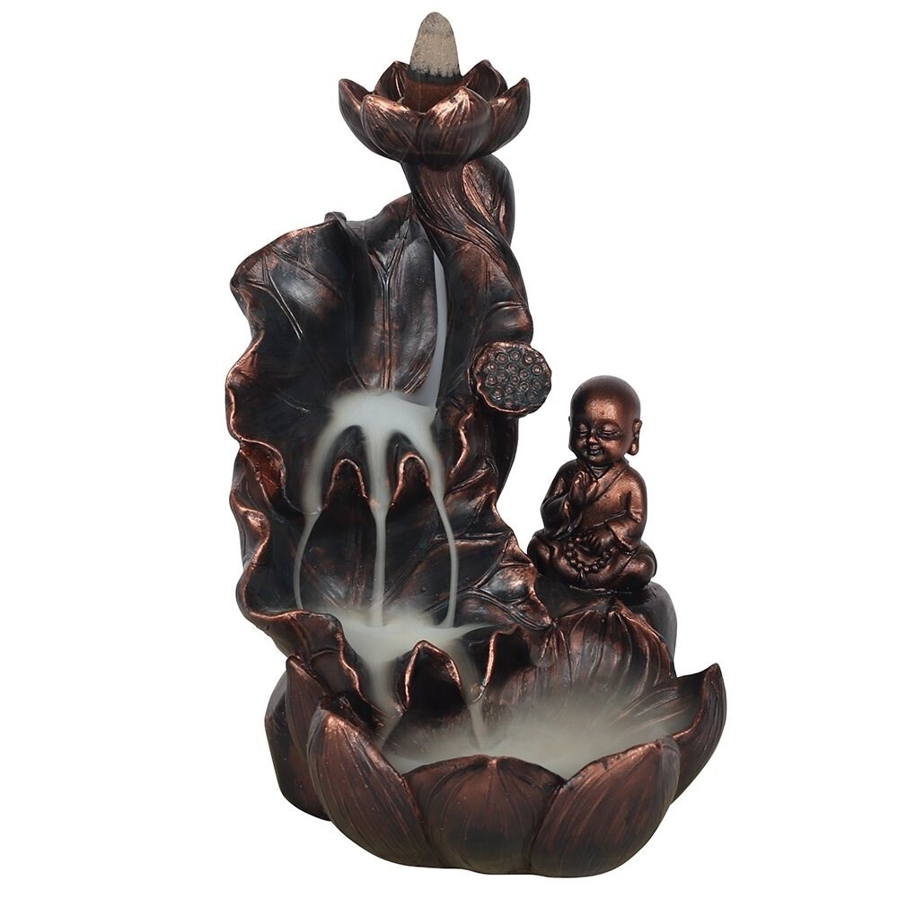 Lotus and Buddha Bronze Backflow Burner