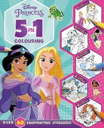 Disney Princess: 5 In 1 Colouring