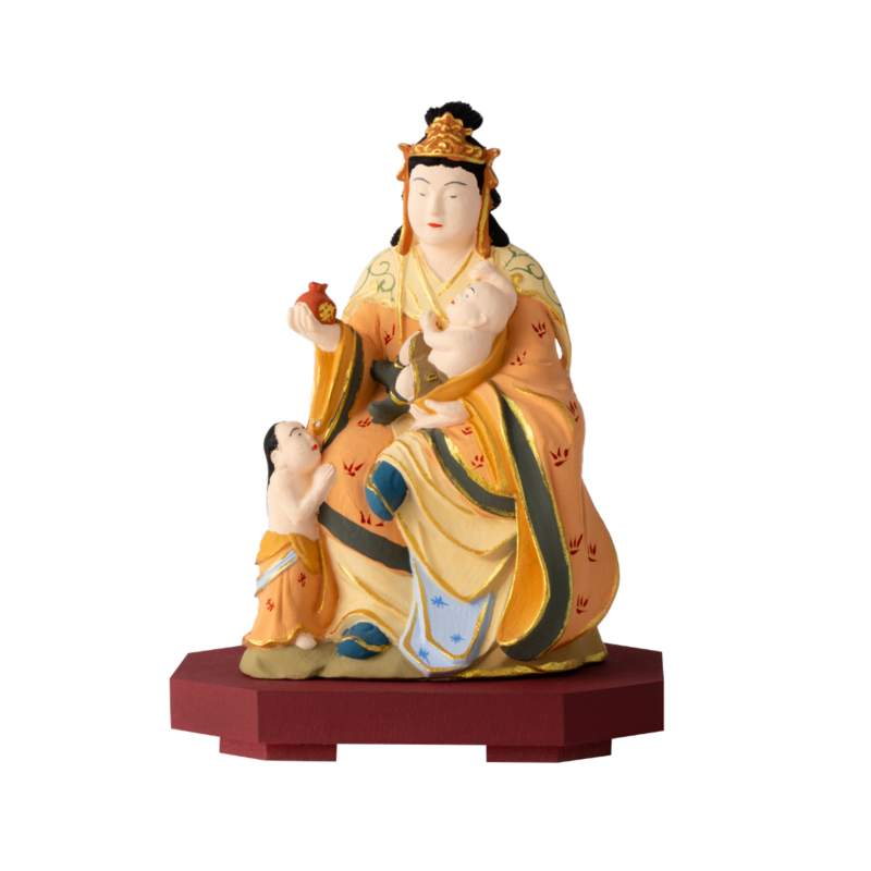 室町期「夜叉・鬼子母神」鬼子母神信仰・訶梨帝母・外護神・木彫彩色 楽天市場】木彫り仏像 楠木園城寺形【訶梨帝母（鬼子母神）倚像