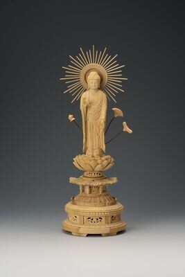 Tsuge Amitabha (本柘植金剛蓮華台東型光背眼入立阿弥陀)