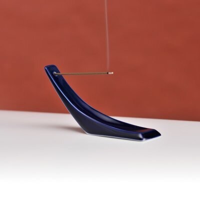 Set of Jinko Incense and Arita Ware Incense Stand Nami