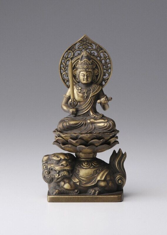 Monju Bosatsu (Manjushri) (文殊菩薩) 15cm (Antique Gold Color Finish)
