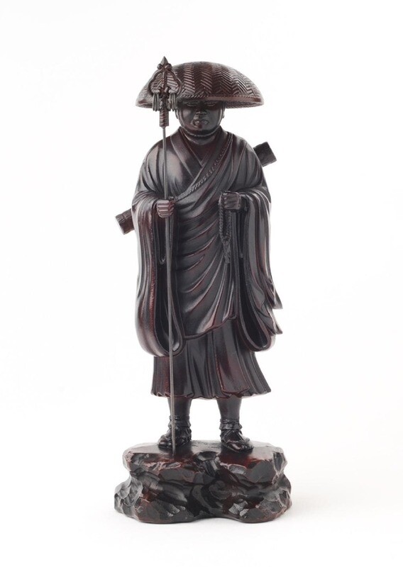 Kobo Daishi (弘法大師) Kukai (空海) Takaoka Doki (高岡銅器) 茶彩色